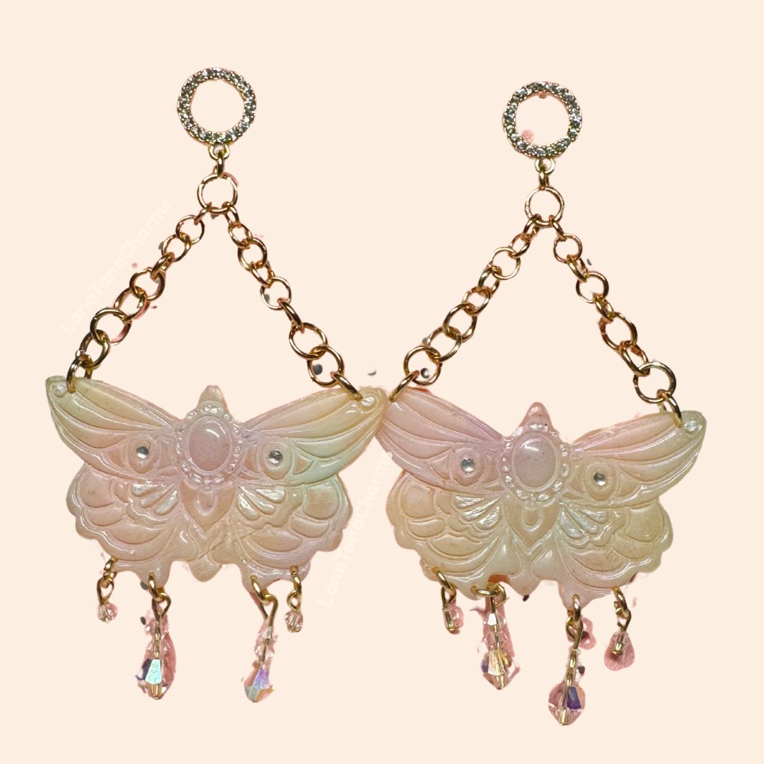 PREORDER Crystal Watercolor Moth Earrings