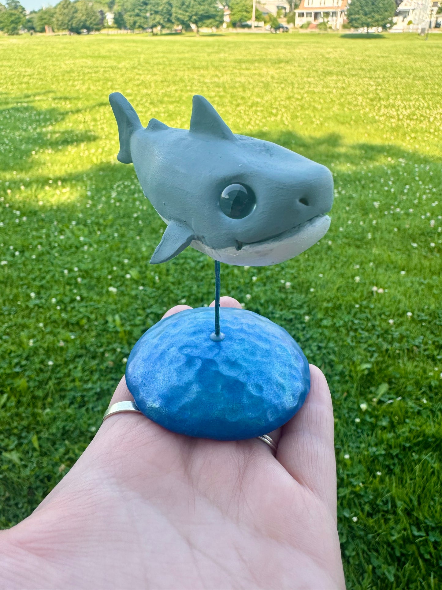 Large Swimming Shark Figurine