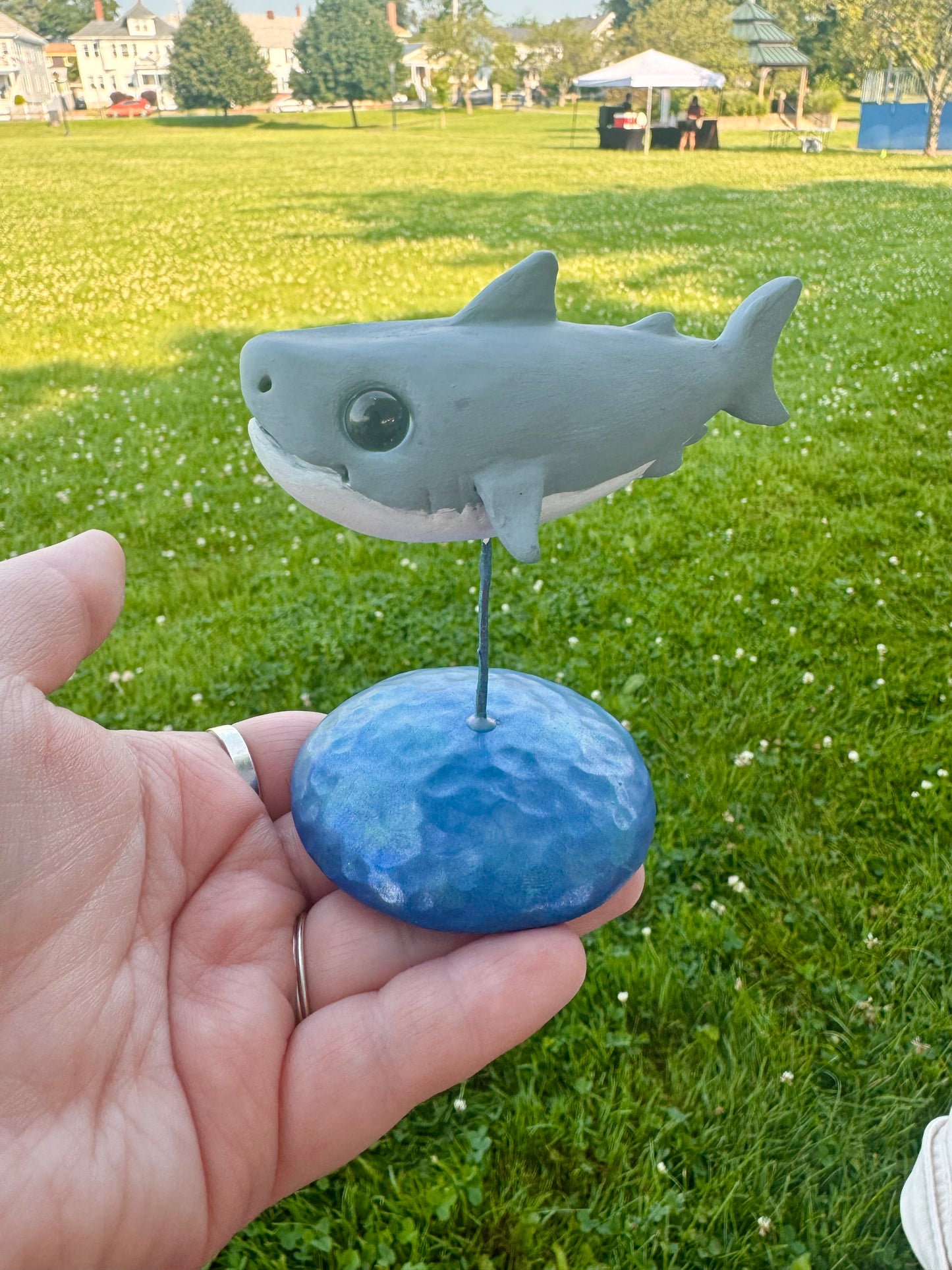 Large Swimming Shark Figurine