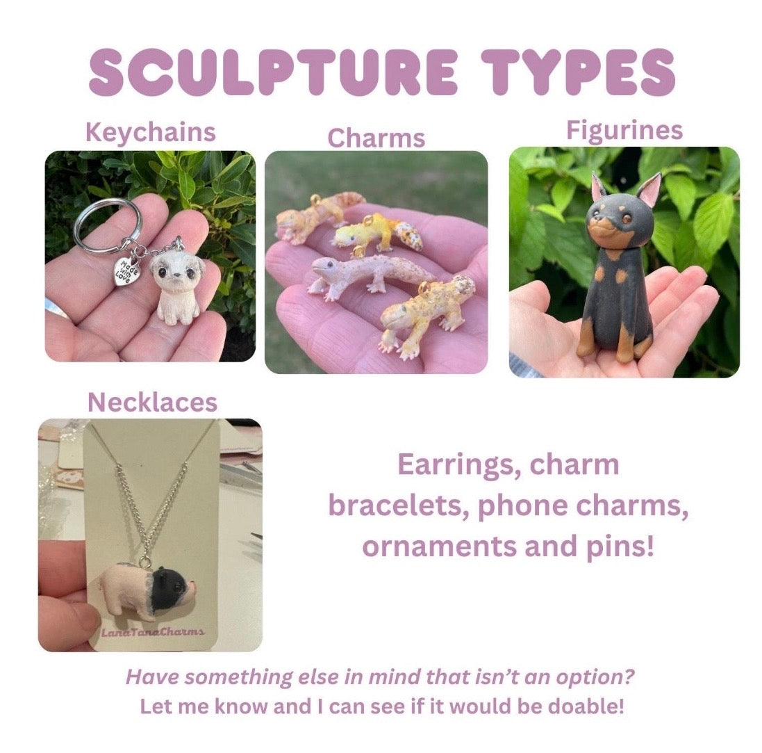 Handmade Polymer Clay Pet Figurine- Customizable Animal Sculpture