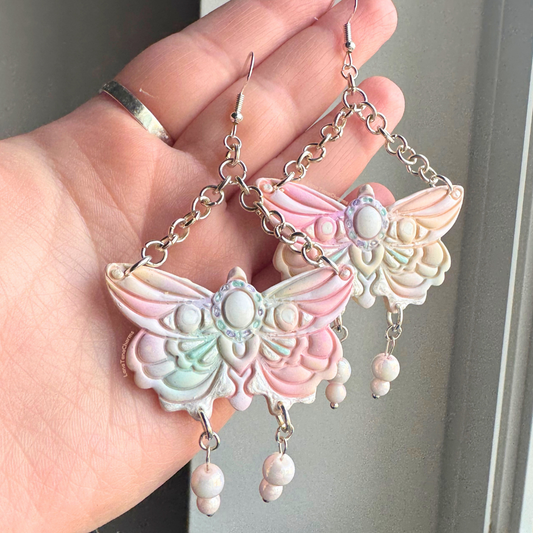 Pastel Dream Moth Earrings